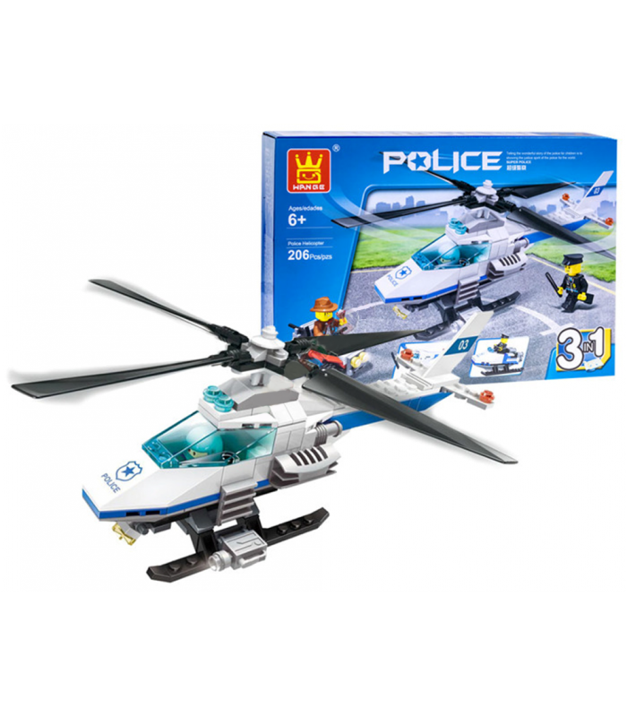 Policajná skladačka helikoptéra 3v1, 206 ks